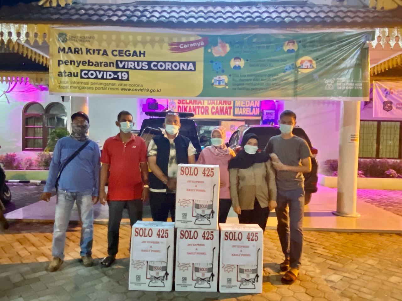 Bantuan alat penyemprot kepada pihak Kecamatan Medan Marelan.